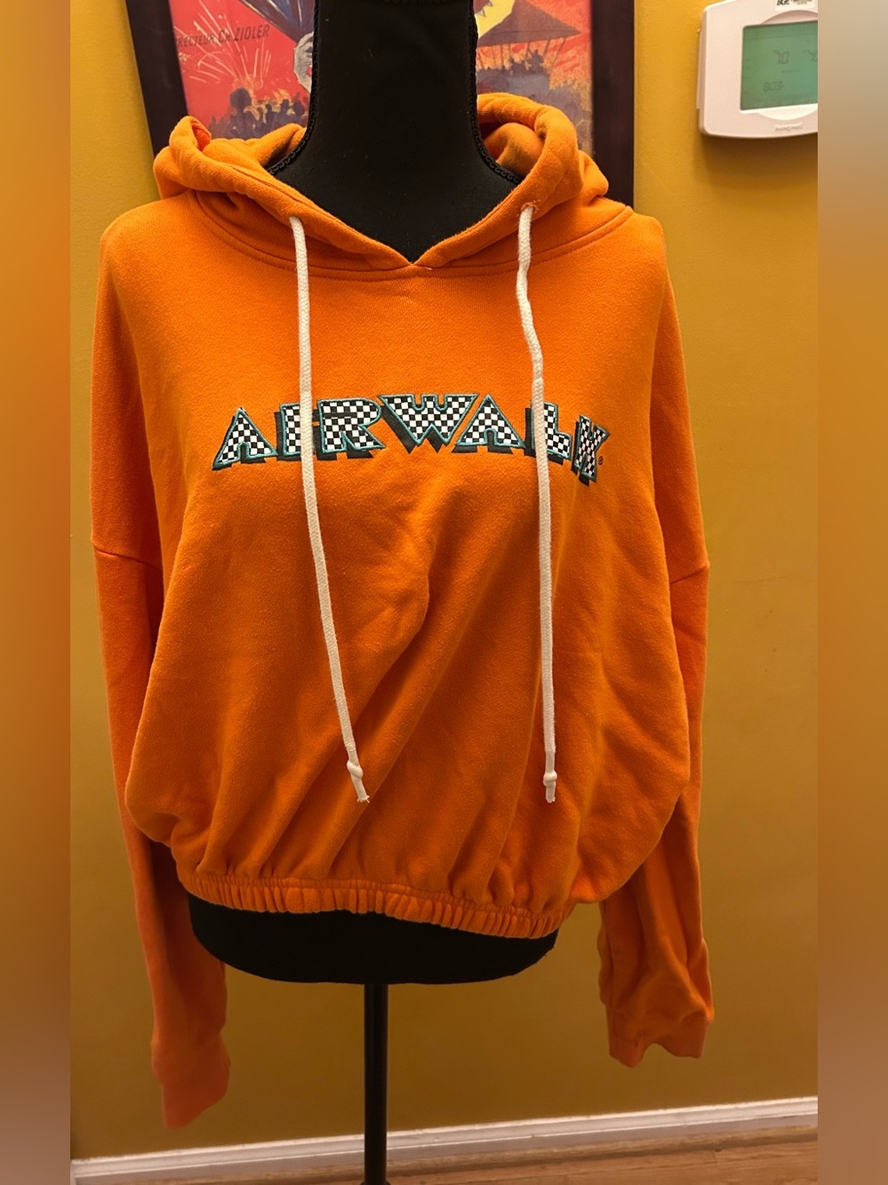 Forever 21 X Airwalk Collab Orange Cropped Hoodie Size XL